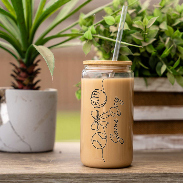 Personalized Baseball Game Day Glass Can