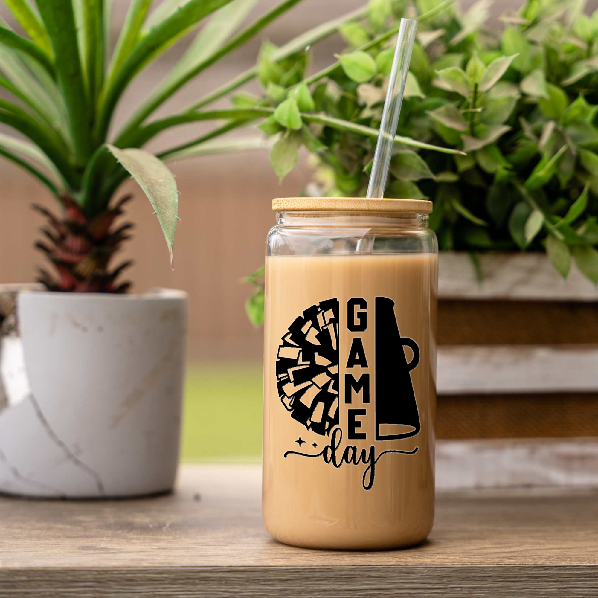 Cheer Game Day 16oz Glass Coffee Can with Lid