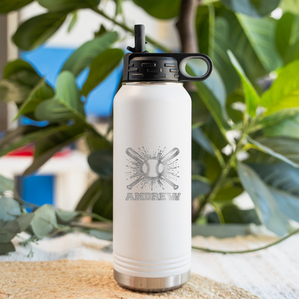 32oz Personalized Baseball Water Bottle
