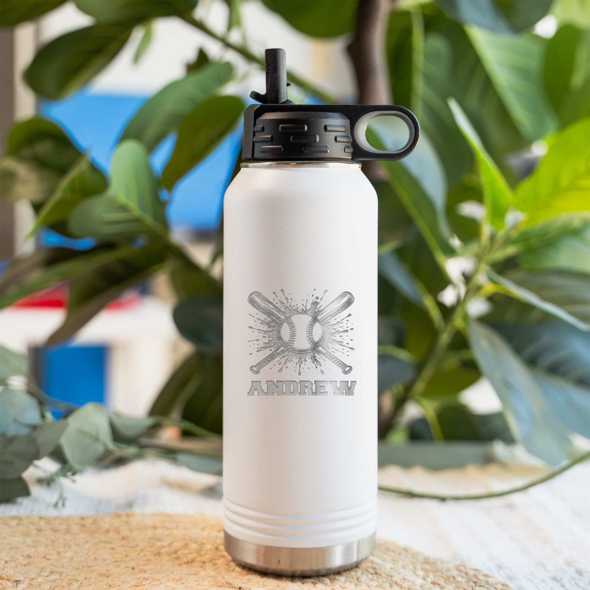 32oz Personalized Baseball Water Bottle
