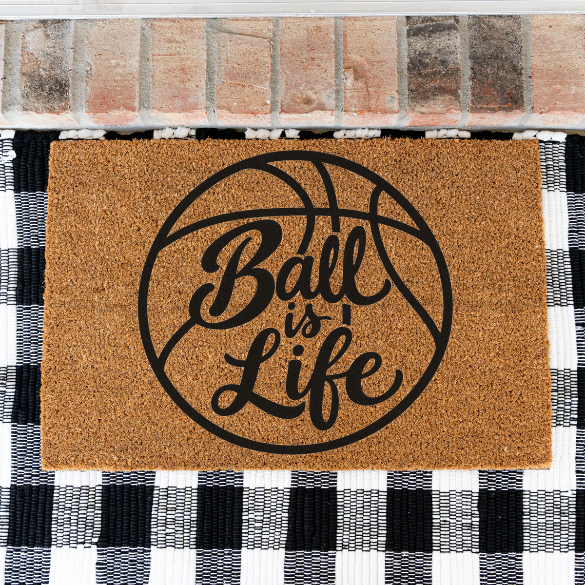 Basketball Ball Is Life Doormat, Basketball Welcome Mat, Sports Lover Gift, Basketball Player Decor, Game Day Porch Mat, Sports Family Door 