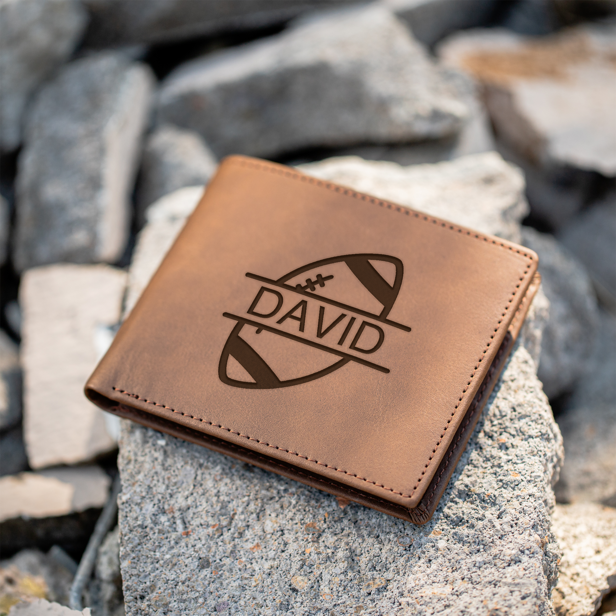 Football Monogram Premium Leather Bifold Wallet