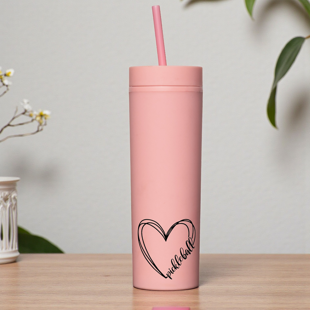 Minimalist Pickleball Travel Cup with Straw