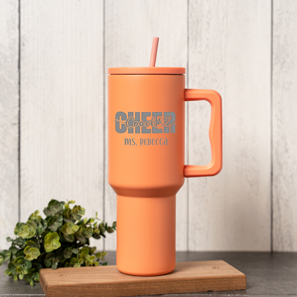 Personalized Cheer Coach 40oz Insulated Tumbler with Handle