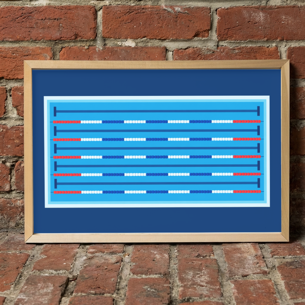 Swimming Pool Wall Art, Swim Team Room Decor, Swimmer Gift, Pool Lane Sign, Swim Bedroom Decor, Framed Sports Wall Art