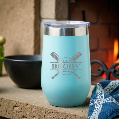 16oz Stainless Steel Baseball Monogram Wine Tumbler