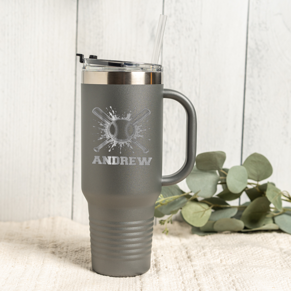 Personalized Baseball Tumbler 40oz, Custom Sports Gift, Insulated Drinkware