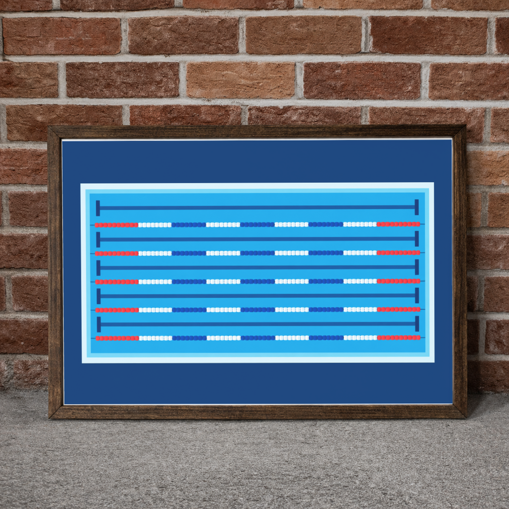 Swimming Pool Wall Art, Swim Team Room Decor, Swimmer Gift, Pool Lane Sign, Swim Bedroom Decor, Framed Sports Wall Art