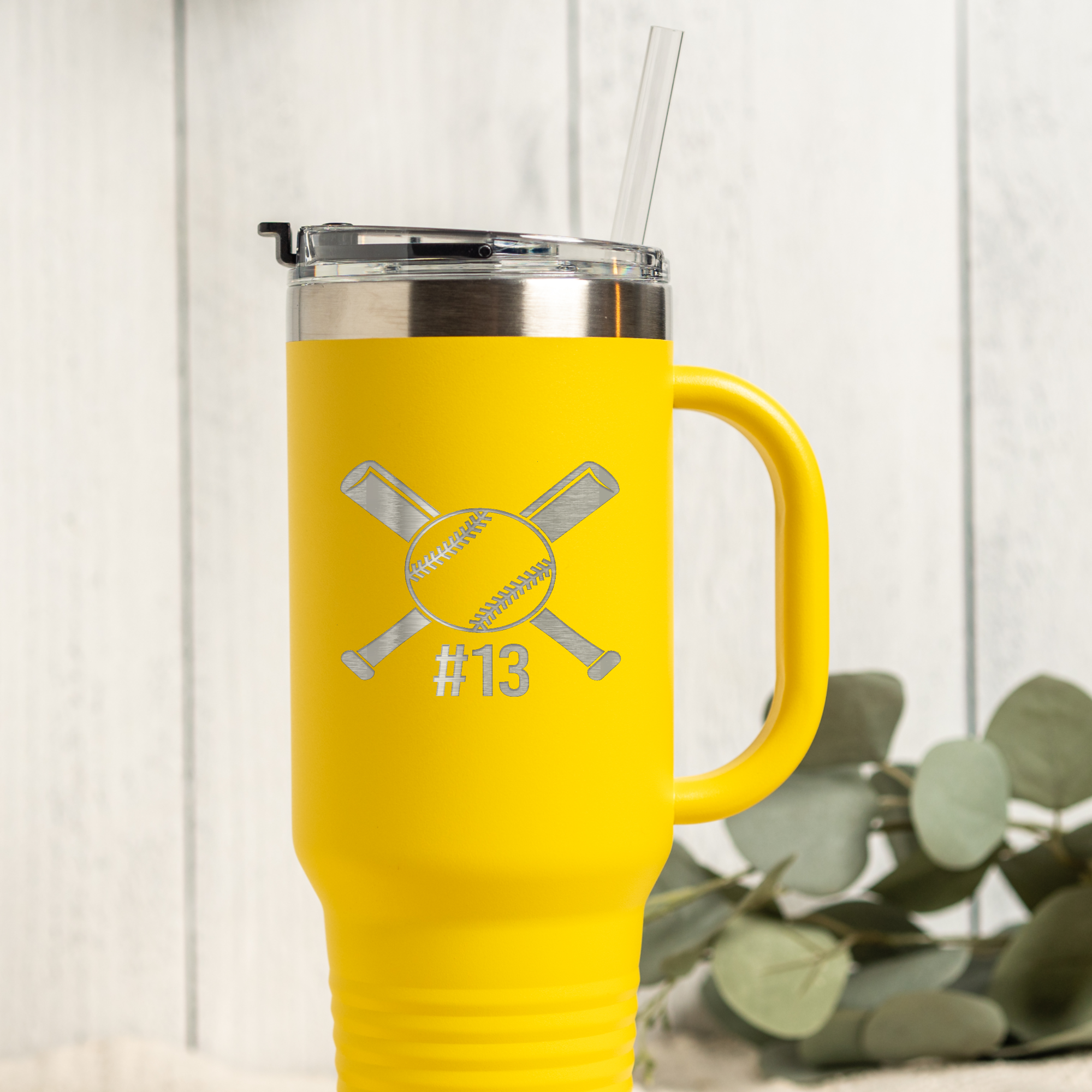 40oz Tumbler with Baseball Design, Personalized Sports Gift, Custom Number