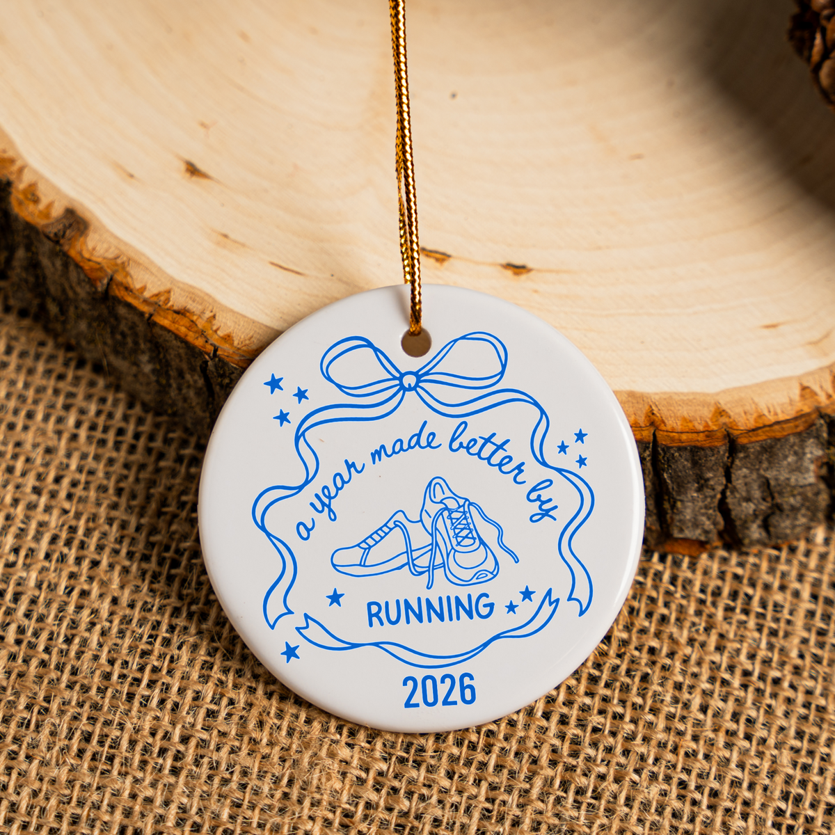 Running Christmas Ornament 2026, A Year Made Better by Running Ornament, Runner Gift, Running Bestie Keepsake, Marathon Gift, Run Club Ornament