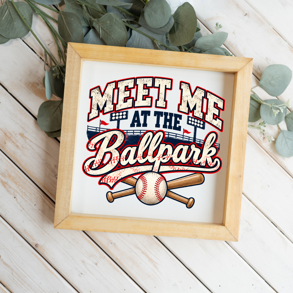 Meet Me at the Ballpark Framed Baseball Sign, Baseball Wall Art, Boys Sports Room Decor, Baseball Player Gift, Game Room Decor