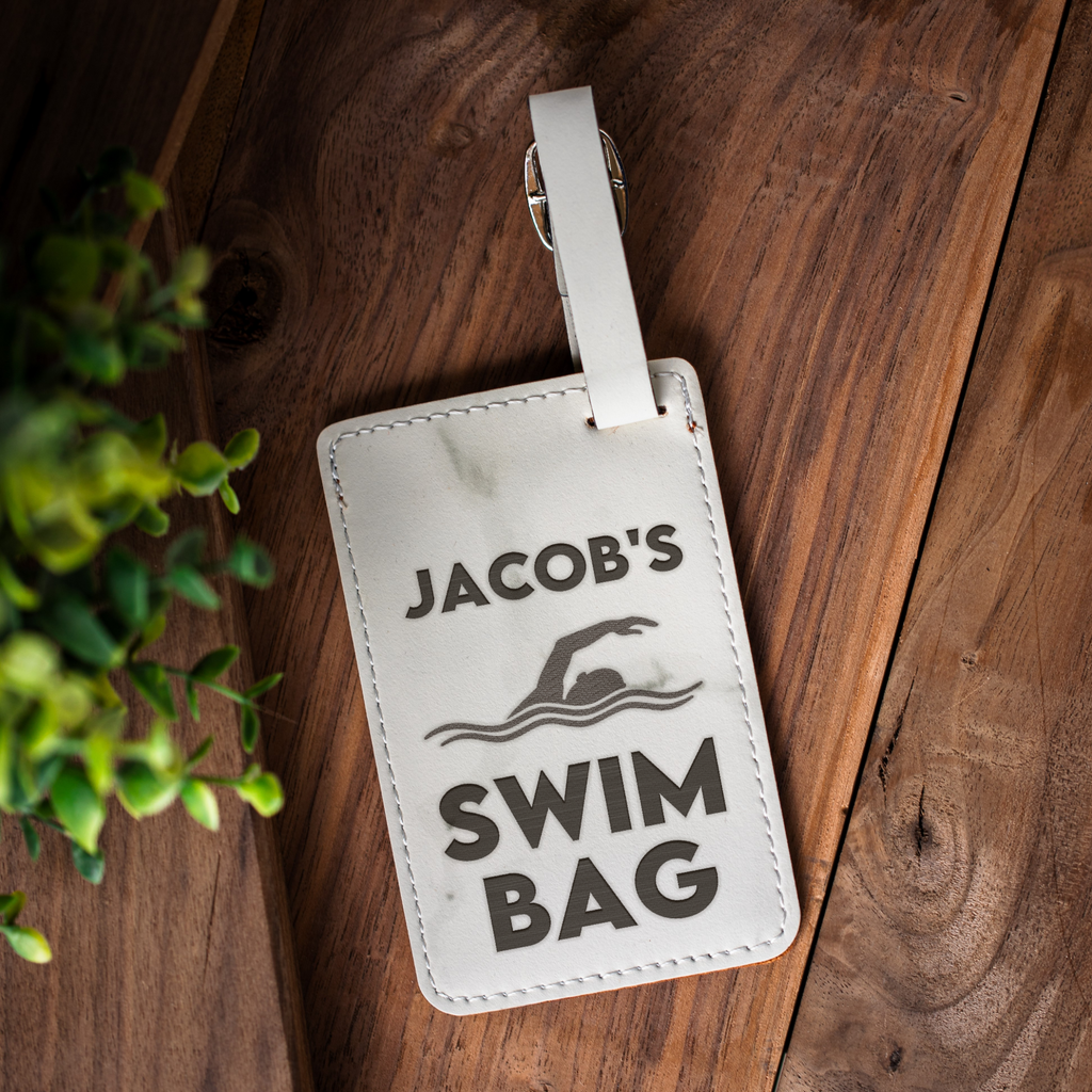 Personalized Swim Bag Tag, Custom Swimmer Name Luggage Tag, Swim Team Gift, Kids Swim Bag Tag, Swimming Gift