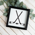 Hockey Wall Art, Hockey Sticks and Puck Framed Sign, Boys Sports Room Decor, Hockey Player Gift, Hockey Bedroom Wall Decor