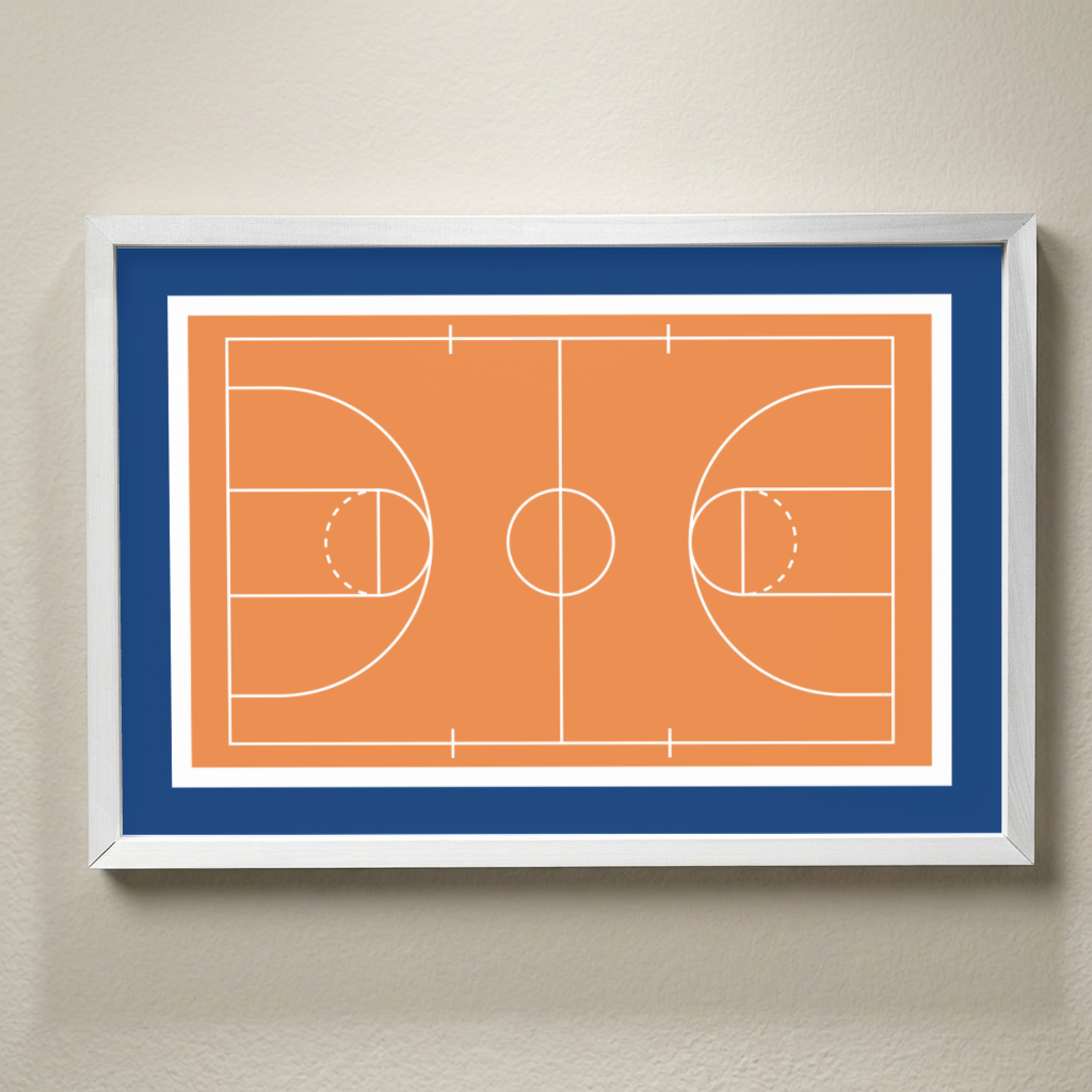 Basketball Court Wall Art, Basketball Room Decor, Sports Bedroom Sign, Boys Basketball Decor, Framed Basketball Court Art