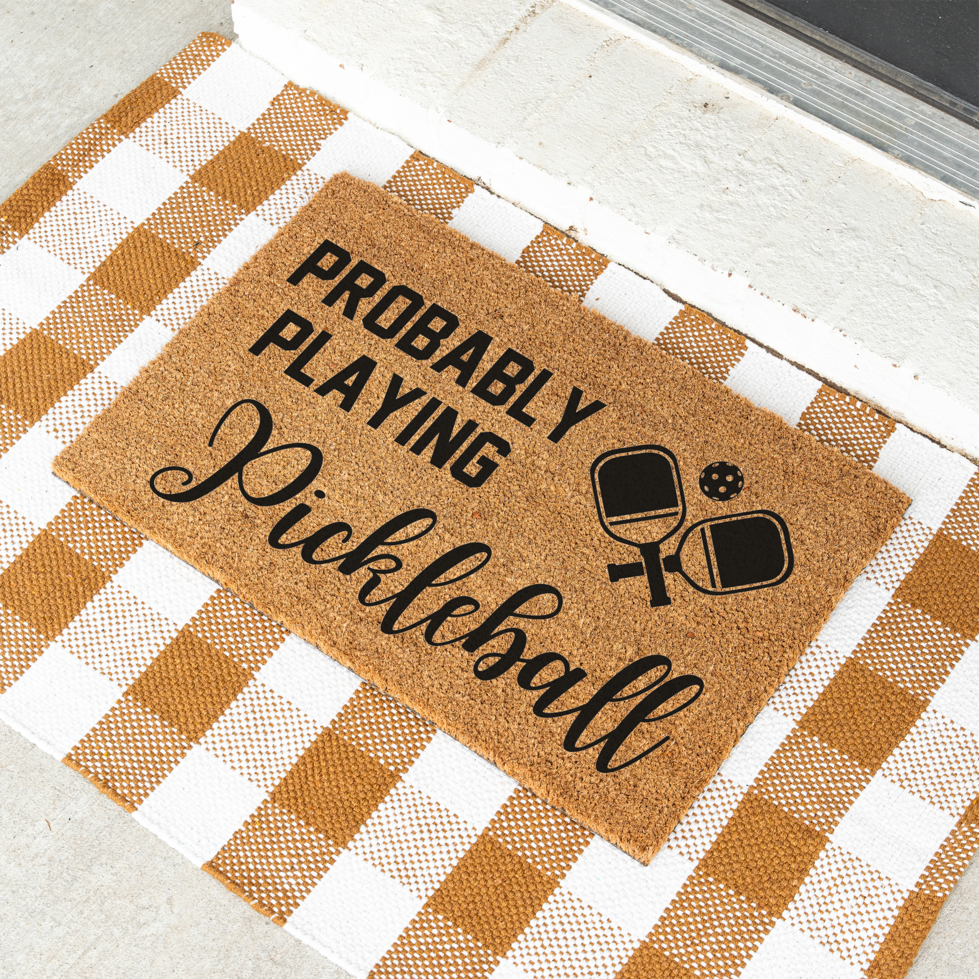 Probably Playing Pickleball Welcome Doormat, Funny Outdoor Mat, Home Decor Mat, Durable Front Porch Rug, Pickleball Door Mat