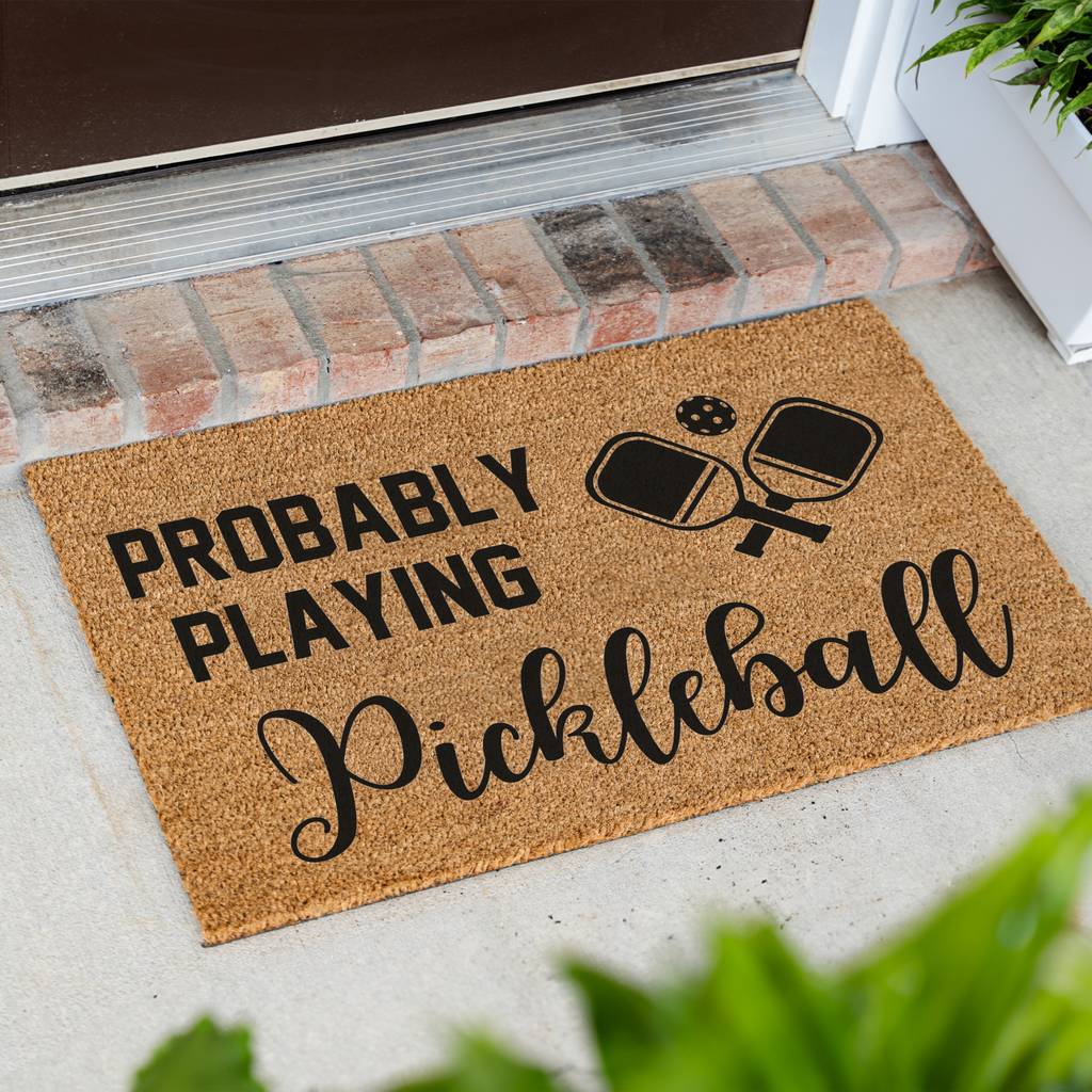 Probably Playing Pickleball Welcome Doormat, Funny Outdoor Mat, Home Decor Mat, Durable Front Porch Rug, Pickleball Door Mat