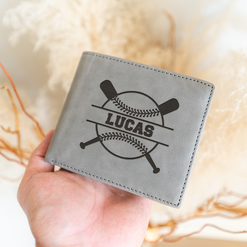 Baseball Monogram Premium Leather Bifold Wallet