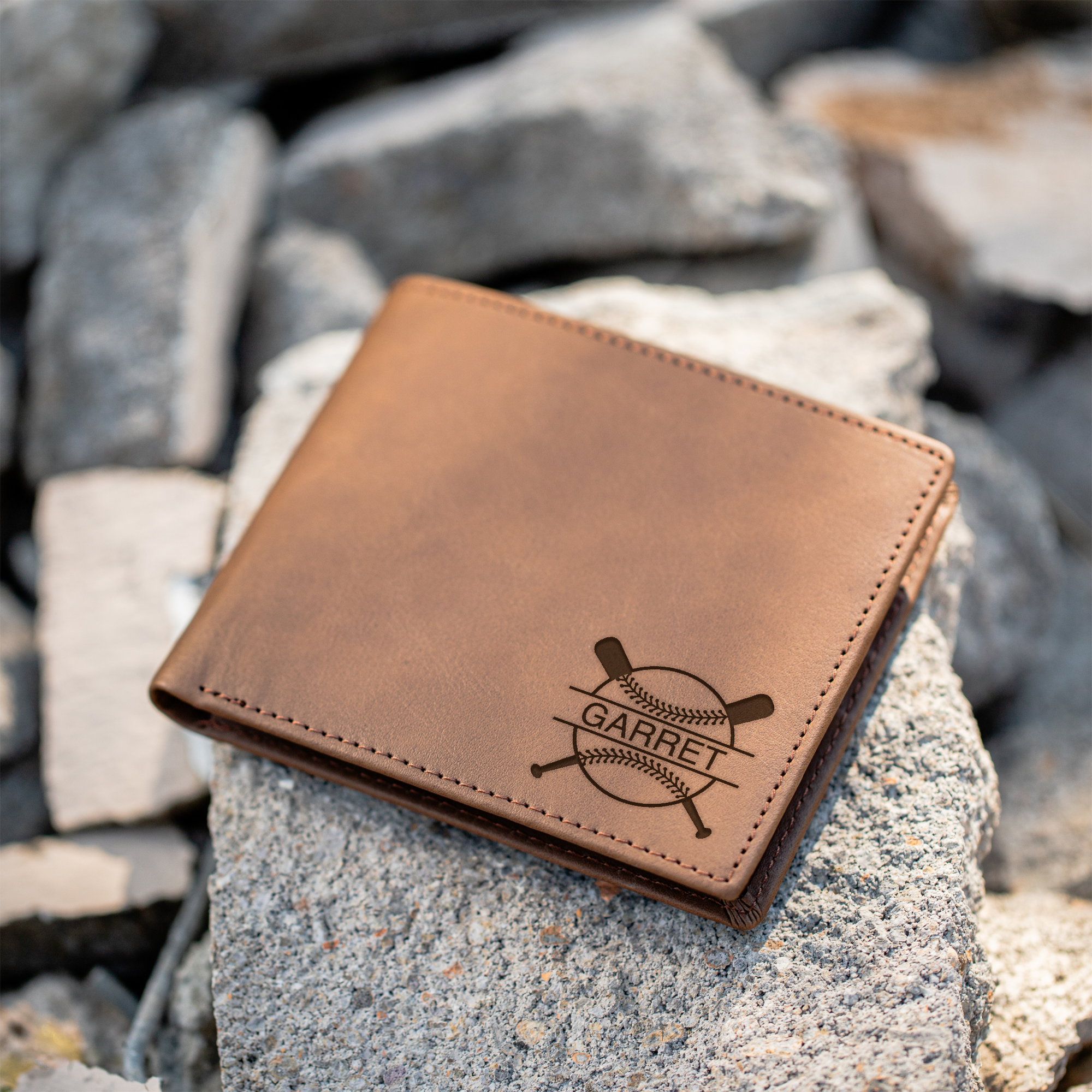 Baseball Monogram Classic Leather Bifold Wallet
