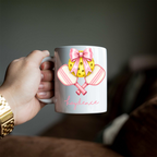 Personalized Pickleball Coffee Mug, Custom Name Pickleball Cup, Pink Bow Pickleball Gift, Coquette Pickleball Mug, Girly Sports Gift for Her