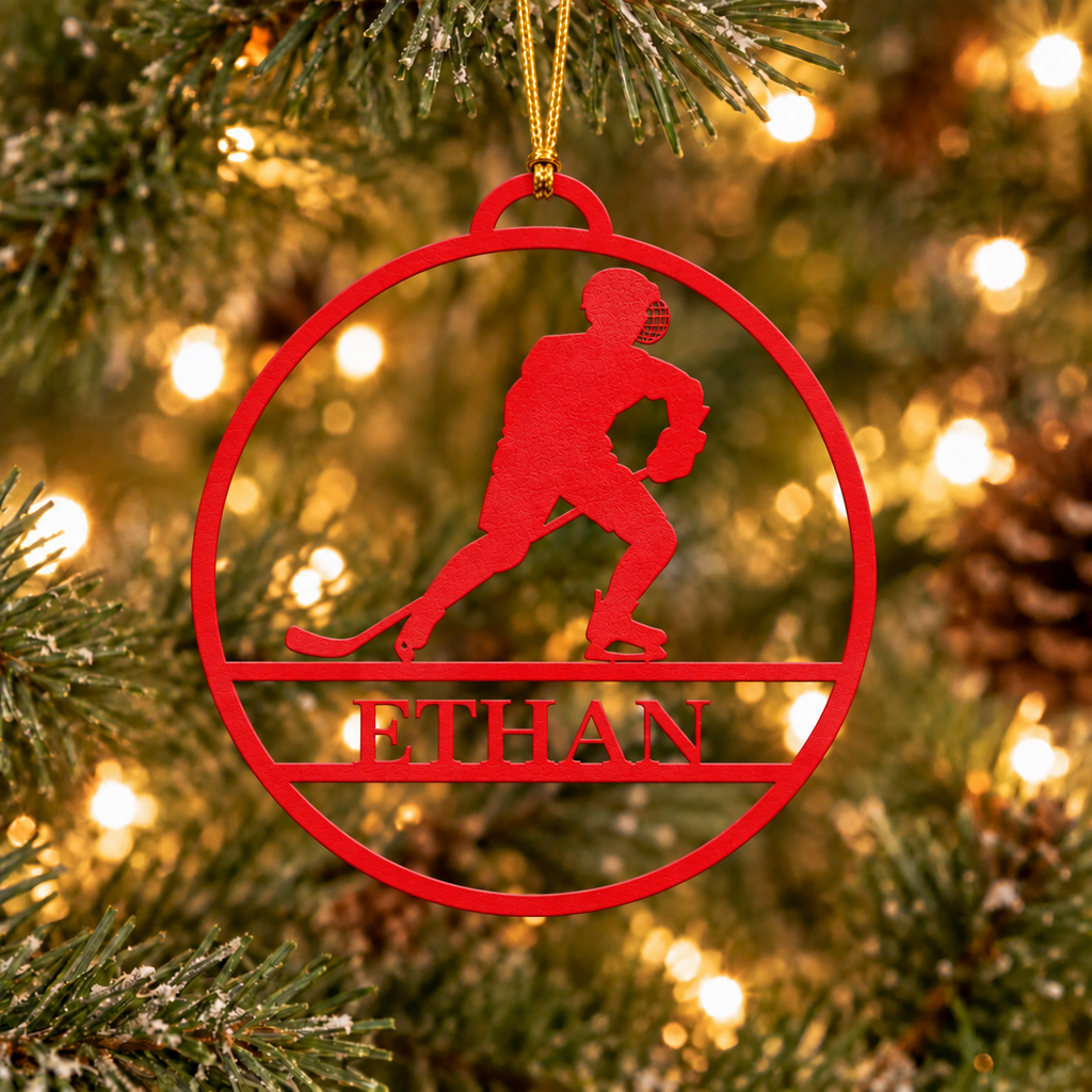 Hockey Christmas Metal Ornament