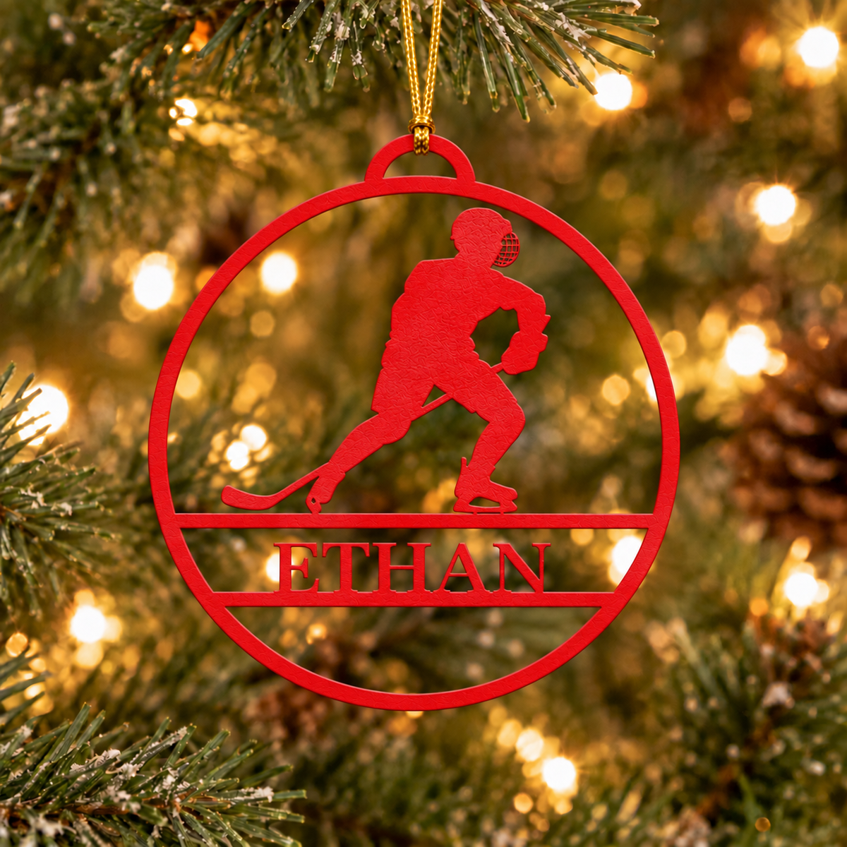 Hockey Christmas Metal Ornament