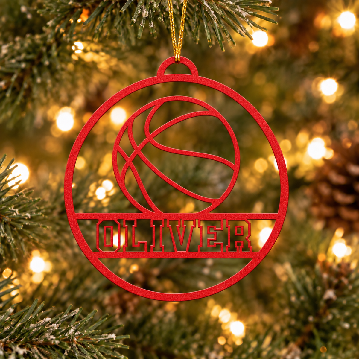 Personalize Basketball Christmas Metal Ornament