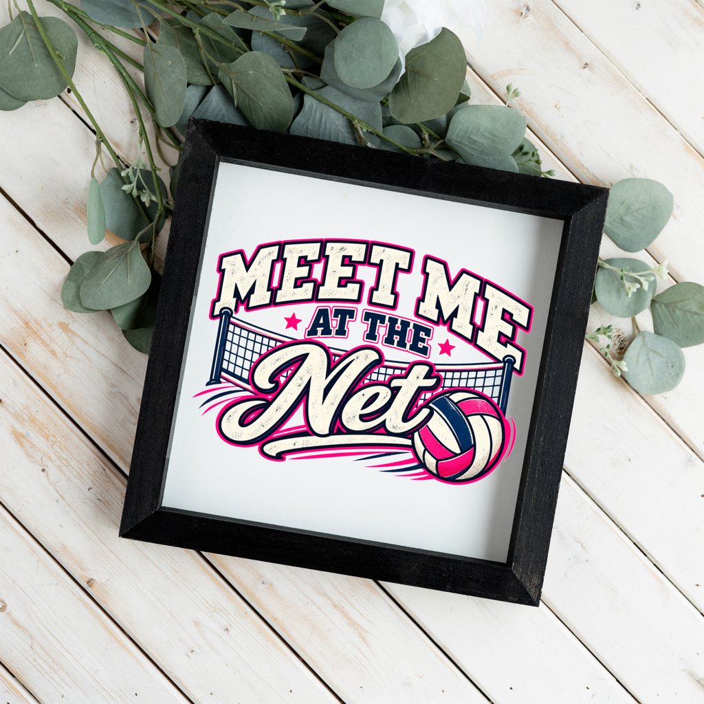 Meet Me at the Net Volleyball Sign, Volleyball Wall Art, Volleyball Player Gift, Girls Sports Room Decor, Volleyball Team Gift