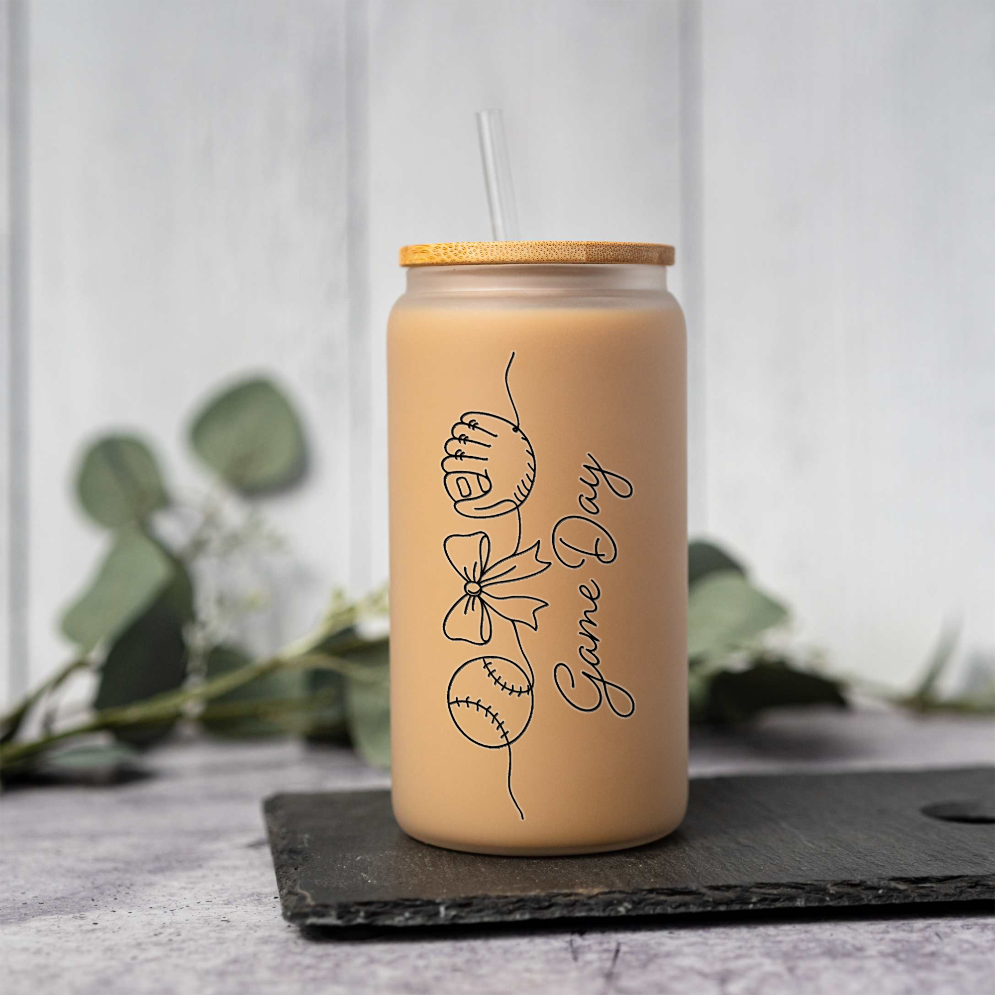 Personalized Baseball Game Day Glass Can