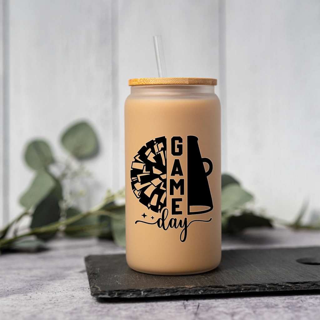 Cheer Game Day 16oz Glass Coffee Can with Lid