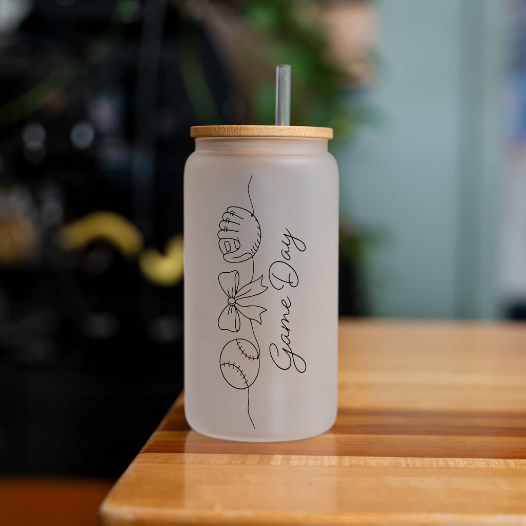 Personalized Baseball Game Day Glass Can