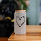 Pickleball Heart Glass Can