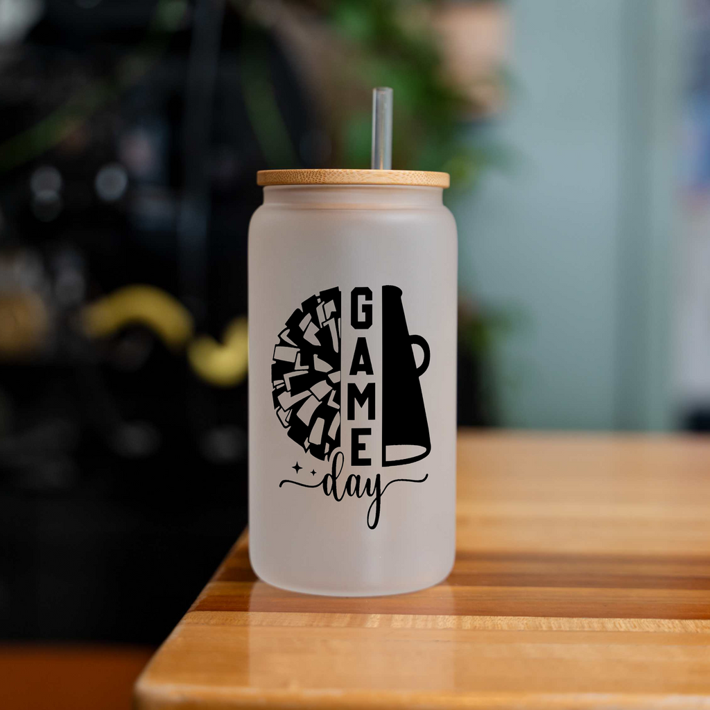 Cheer Game Day 16oz Glass Coffee Can with Lid