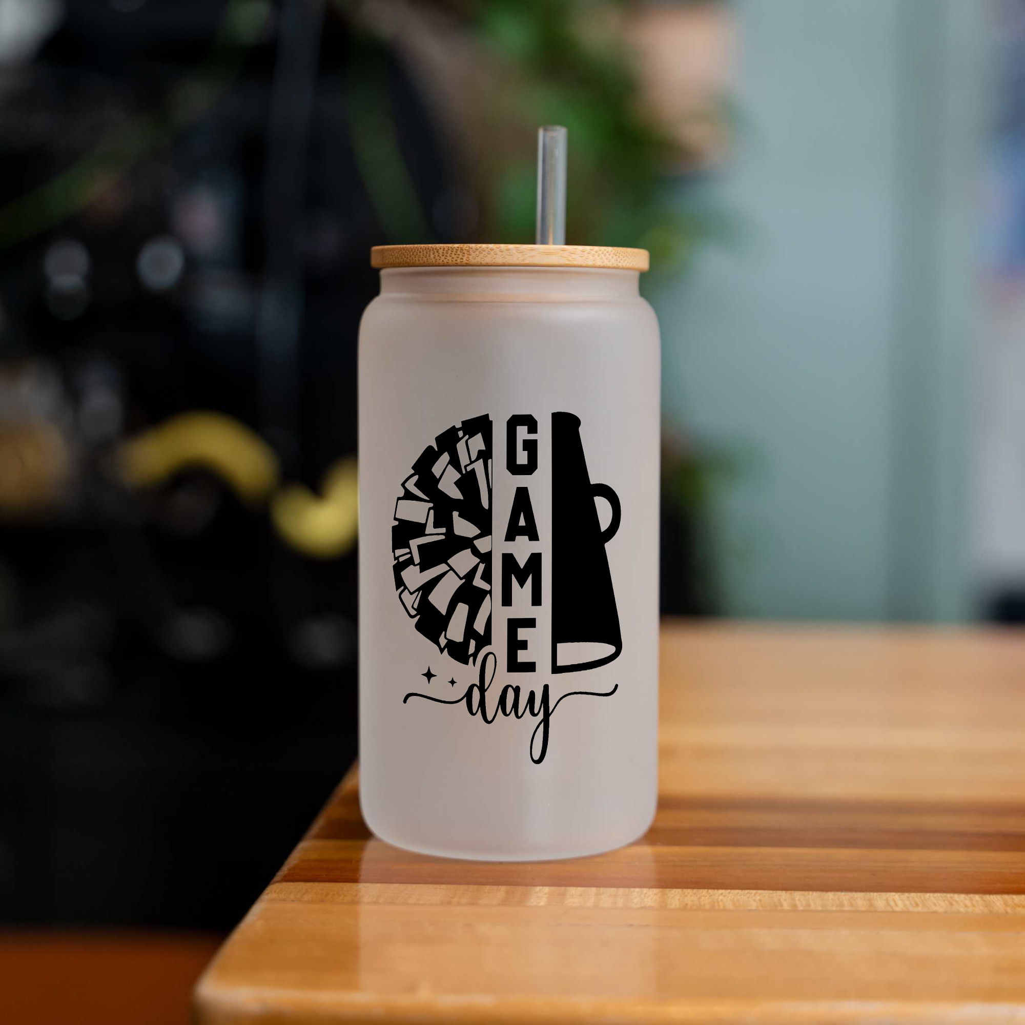 Cheer Game Day 16oz Glass Coffee Can with Lid