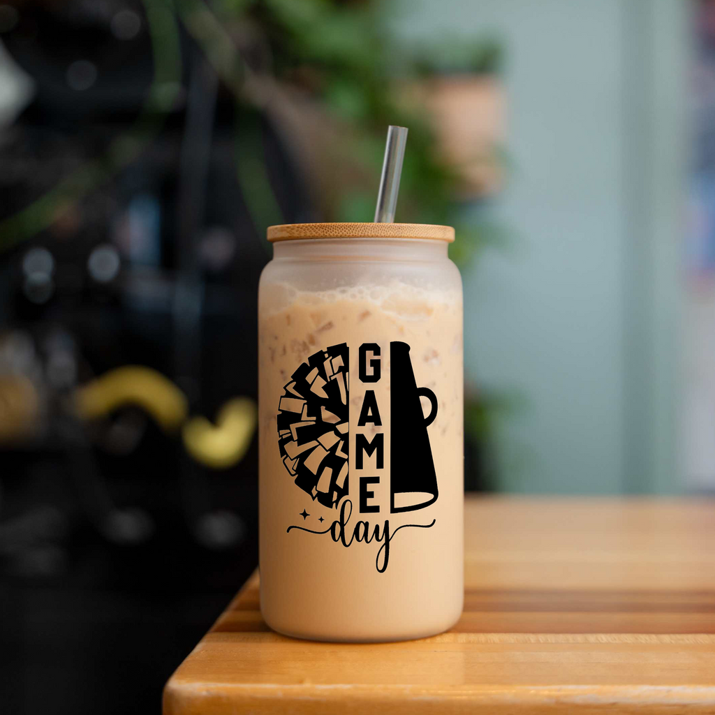 Cheer Game Day 16oz Glass Coffee Can with Lid