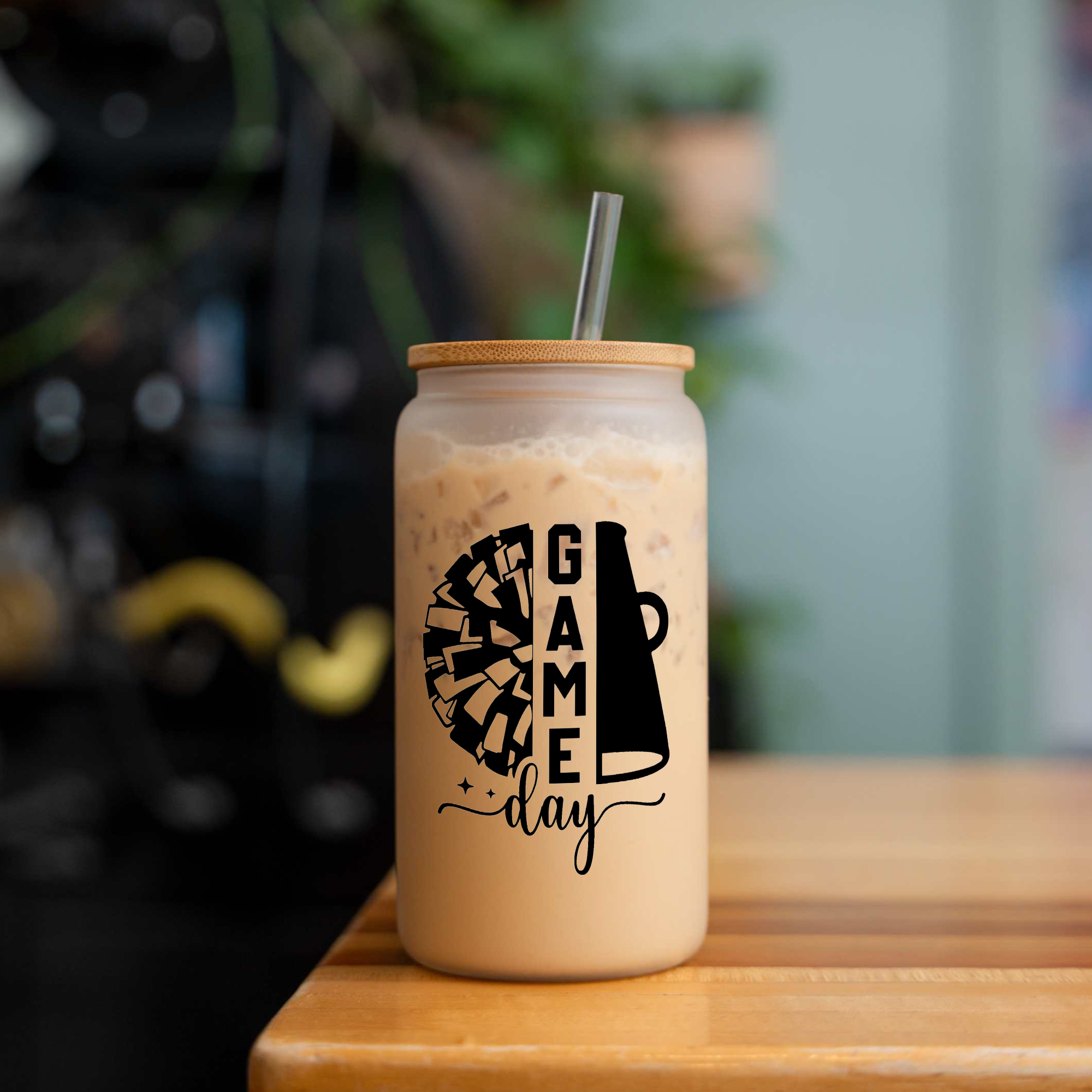 Cheer Game Day 16oz Glass Coffee Can with Lid