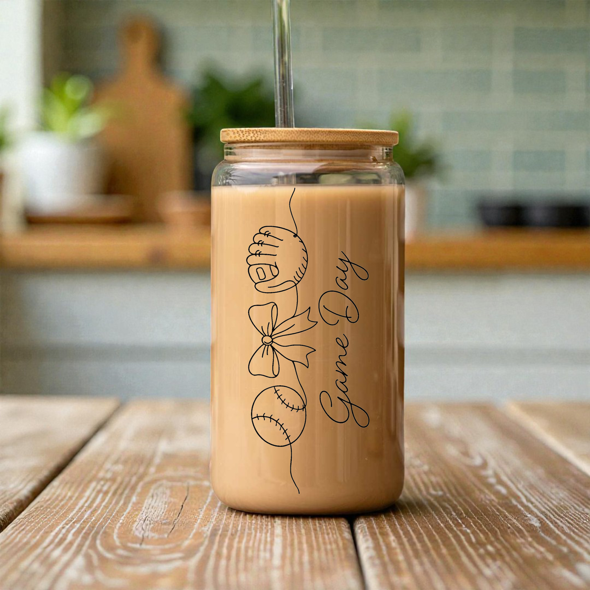 Personalized Baseball Game Day Glass Can