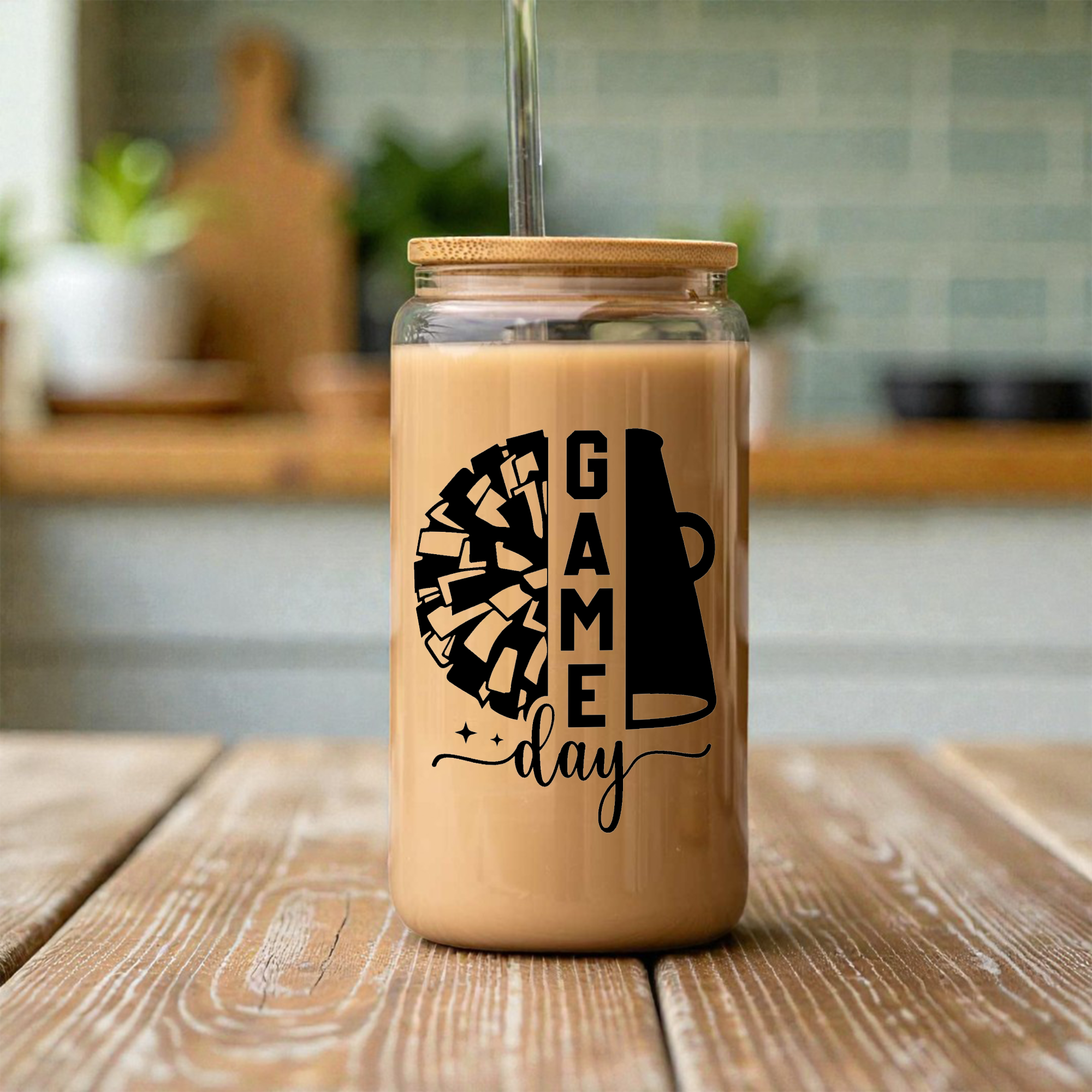 Cheer Game Day 16oz Glass Coffee Can with Lid