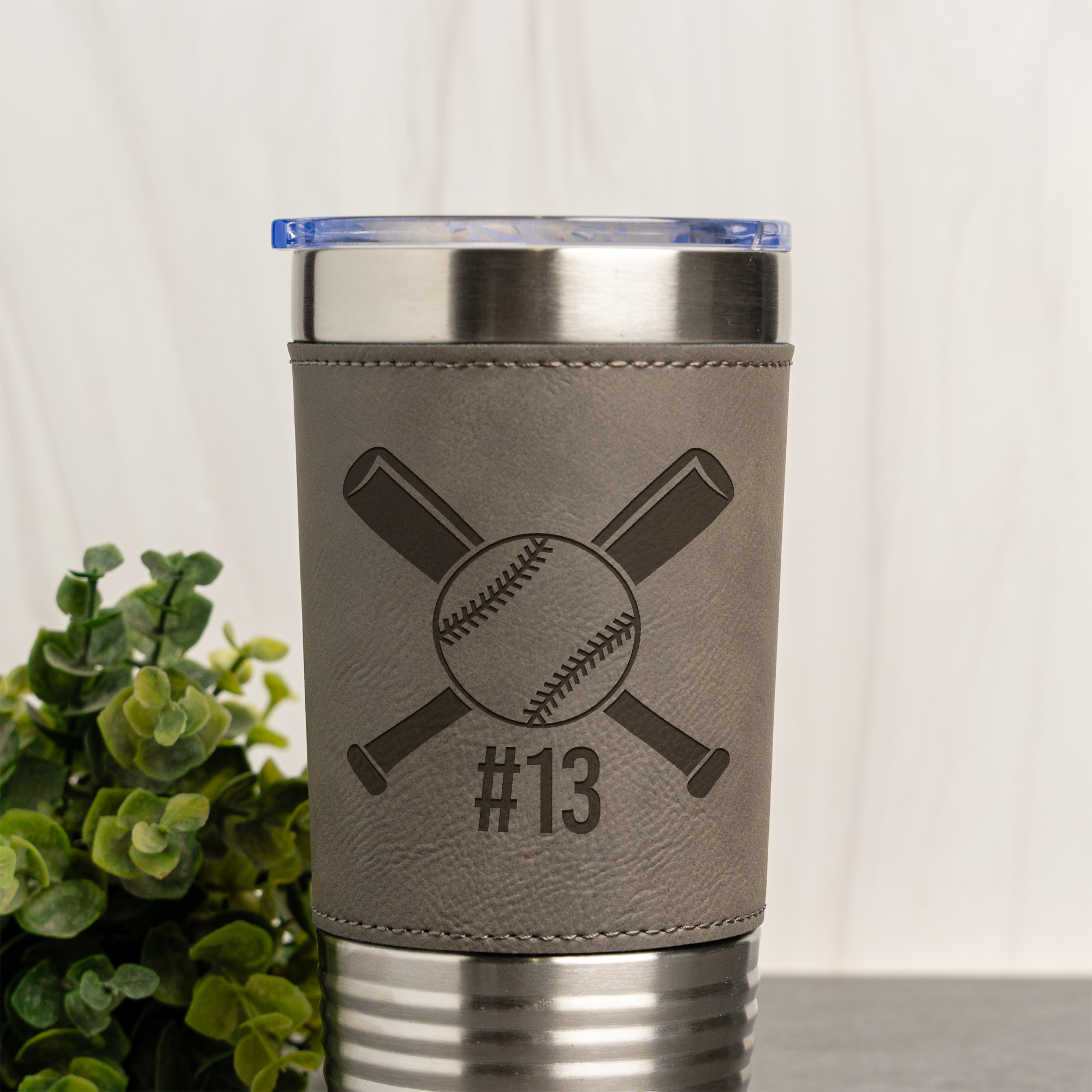 Personalized Baseball Leather Tumbler
