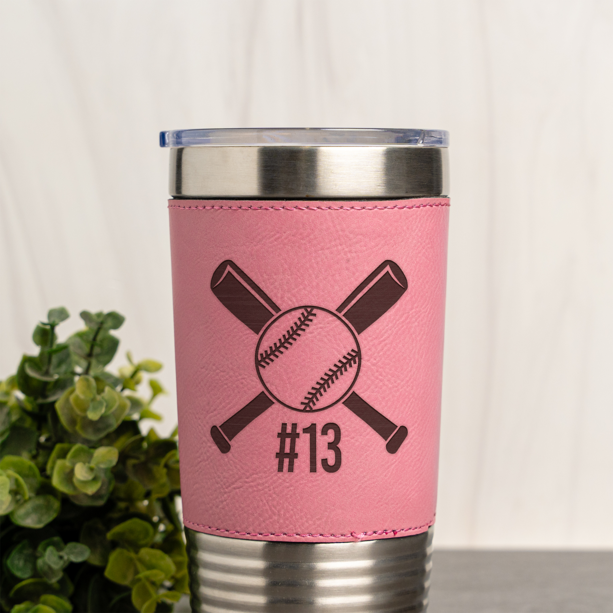 Personalized Baseball Leather Tumbler