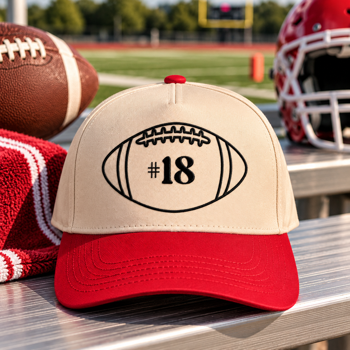 Custom Number Embroidered Football Trucker Hat