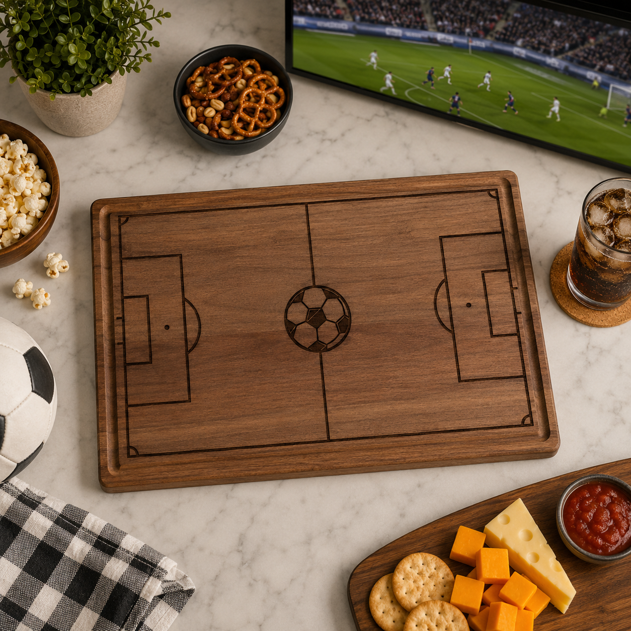 Soccer Field Design Engraved Cutting Board