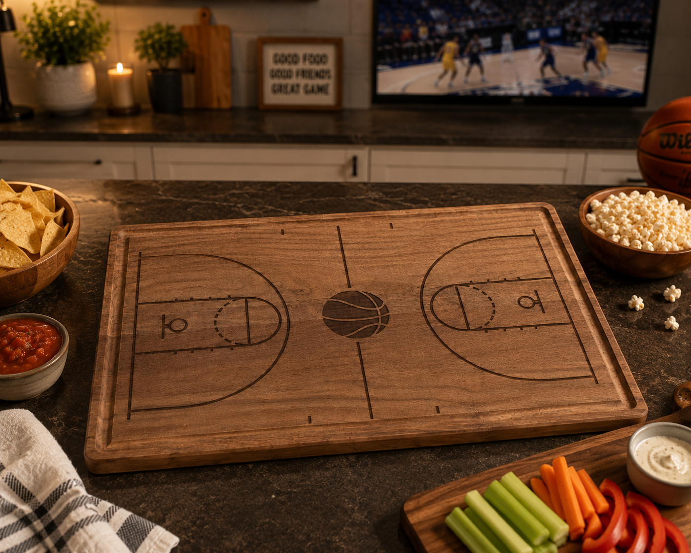 Basketball Court Engraved Cutting Board